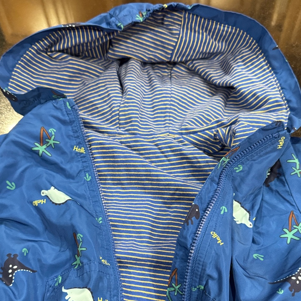Blue Dinosaur Print boys jacket 18 mon - Picture 3 of 11